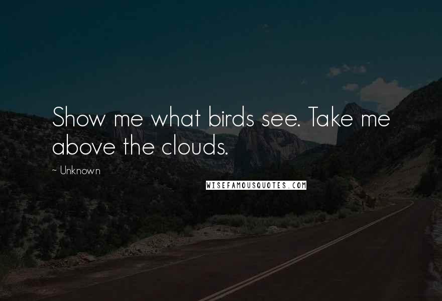 Unknown Quotes: Show me what birds see. Take me above the clouds.