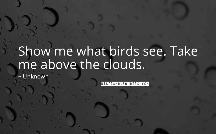 Unknown Quotes: Show me what birds see. Take me above the clouds.