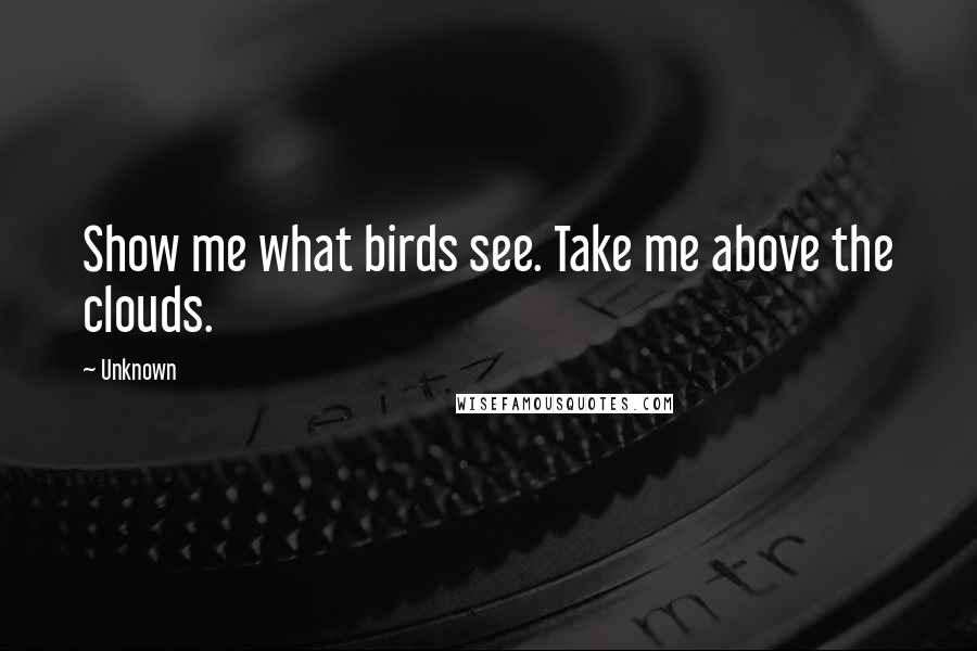 Unknown Quotes: Show me what birds see. Take me above the clouds.