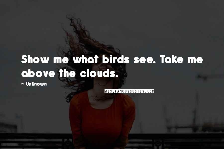 Unknown Quotes: Show me what birds see. Take me above the clouds.