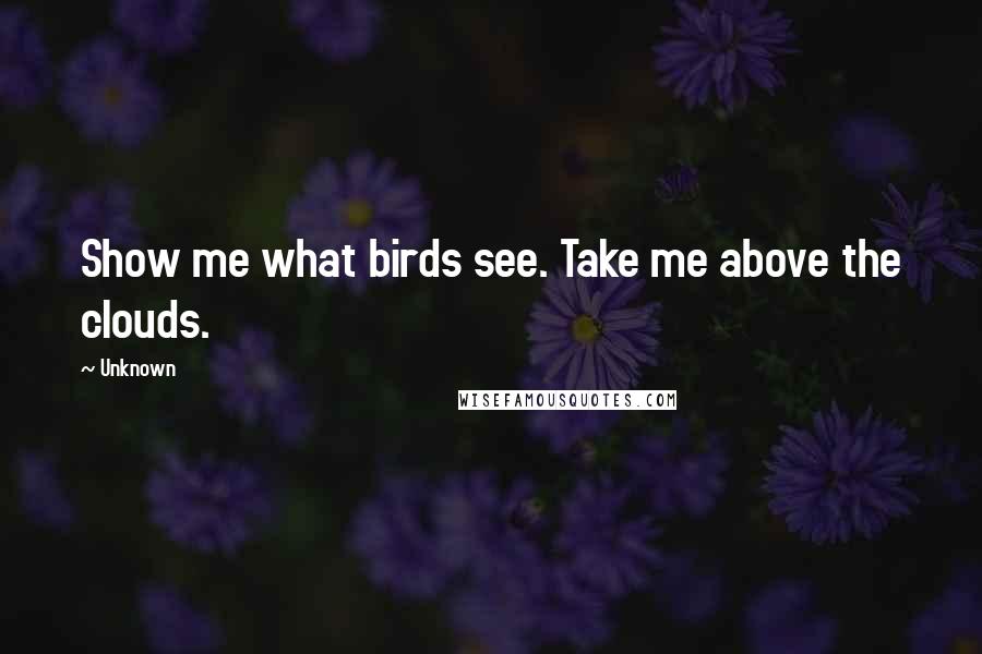 Unknown Quotes: Show me what birds see. Take me above the clouds.