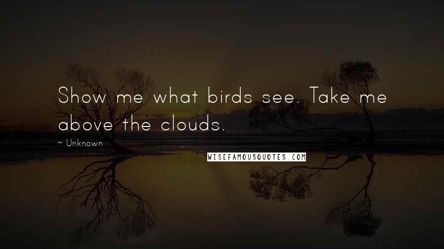 Unknown Quotes: Show me what birds see. Take me above the clouds.