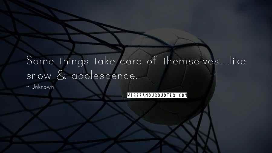 Unknown Quotes: Some things take care of themselves....like snow & adolescence.