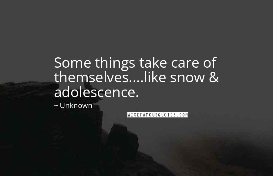 Unknown Quotes: Some things take care of themselves....like snow & adolescence.