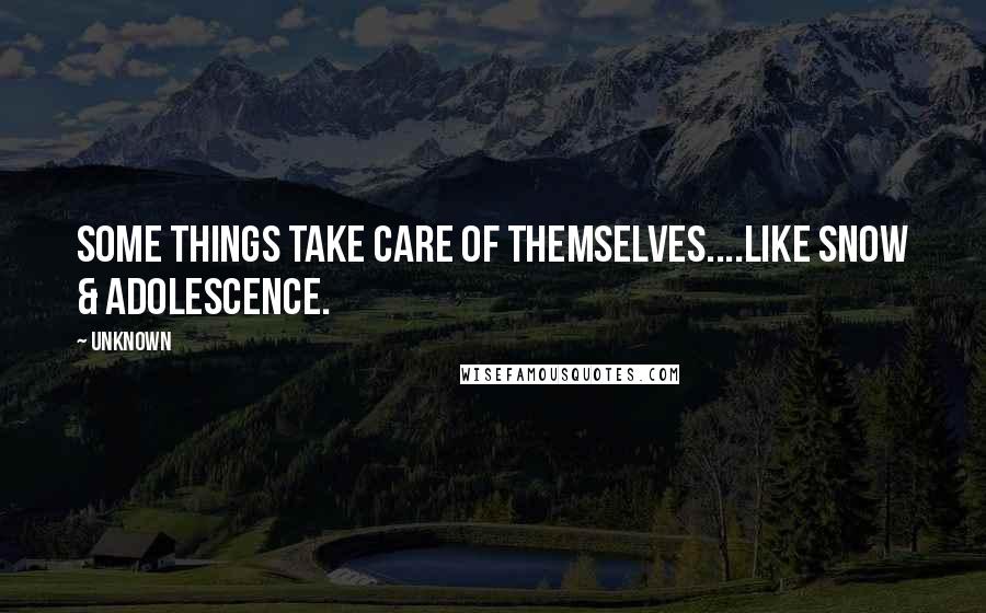 Unknown Quotes: Some things take care of themselves....like snow & adolescence.
