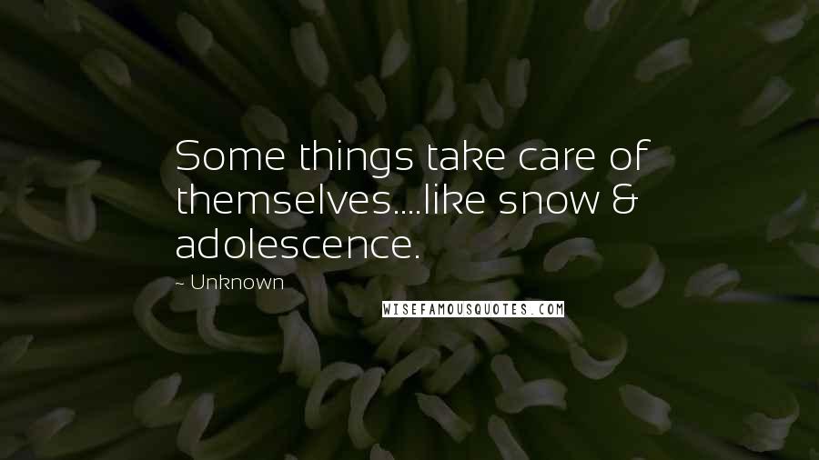 Unknown Quotes: Some things take care of themselves....like snow & adolescence.