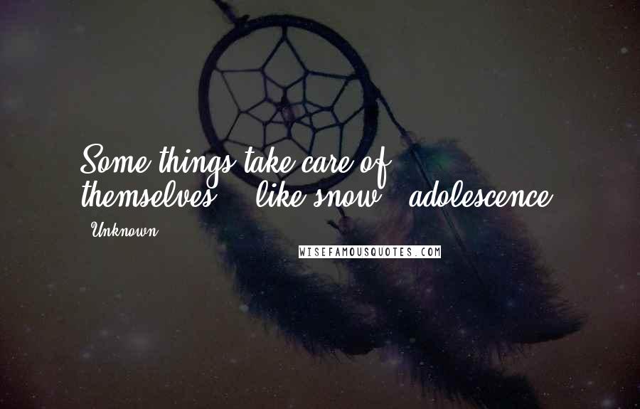 Unknown Quotes: Some things take care of themselves....like snow & adolescence.