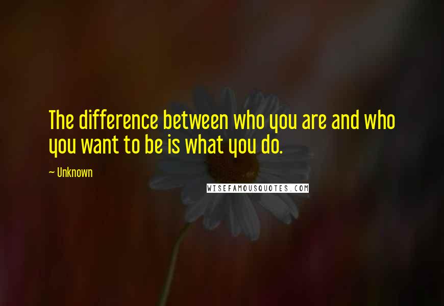 Unknown Quotes: The difference between who you are and who you want to be is what you do.