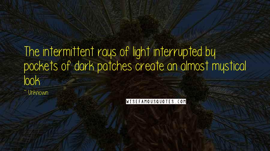 Unknown Quotes: The intermittent rays of light interrupted by pockets of dark patches create an almost mystical look