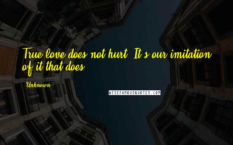 Unknown Quotes: True love does not hurt. It's our imitation of it that does.