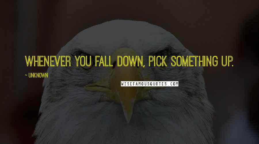 Unknown Quotes: Whenever you fall down, pick something up.