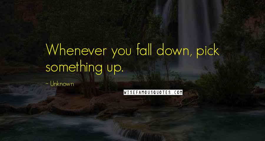 Unknown Quotes: Whenever you fall down, pick something up.