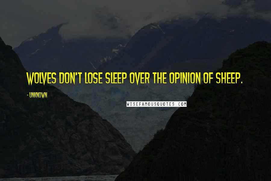 Unknown Quotes: Wolves don't lose sleep over the opinion of sheep.