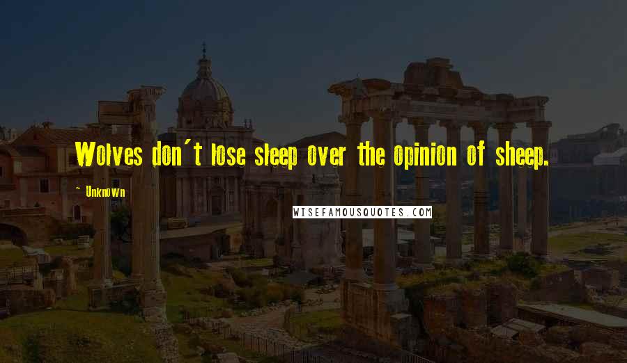 Unknown Quotes: Wolves don't lose sleep over the opinion of sheep.