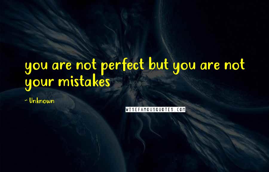 Unknown Quotes: you are not perfect but you are not your mistakes