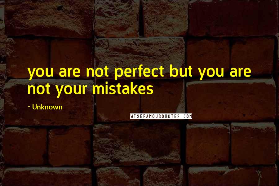 Unknown Quotes: you are not perfect but you are not your mistakes