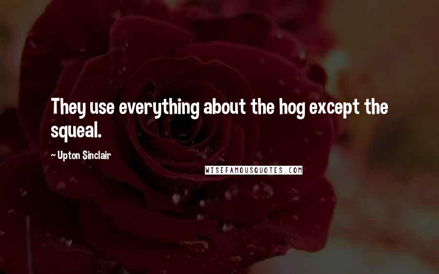 Upton Sinclair Quotes: They use everything about the hog except the squeal.