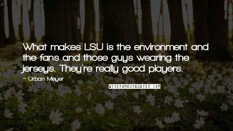 Urban Meyer Quotes: What makes LSU is the environment and the fans and those guys wearing the jerseys. They're really good players.