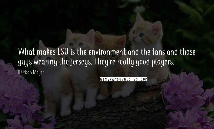 Urban Meyer Quotes: What makes LSU is the environment and the fans and those guys wearing the jerseys. They're really good players.