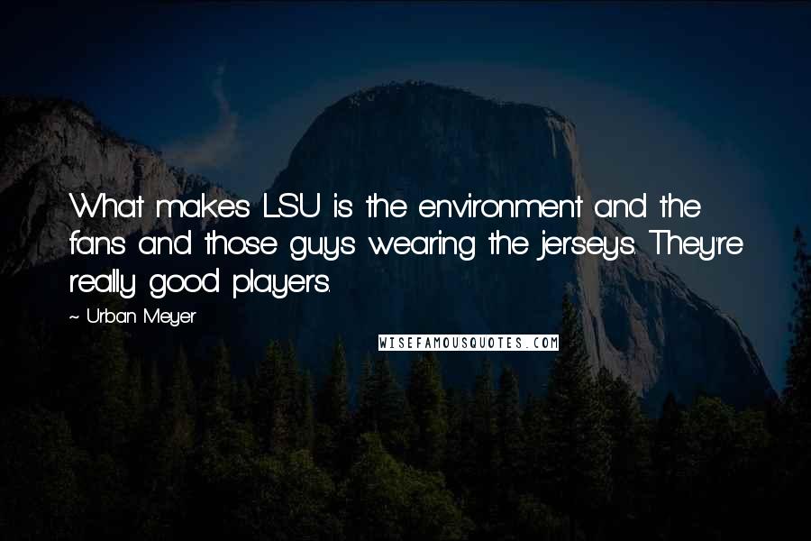 Urban Meyer Quotes: What makes LSU is the environment and the fans and those guys wearing the jerseys. They're really good players.