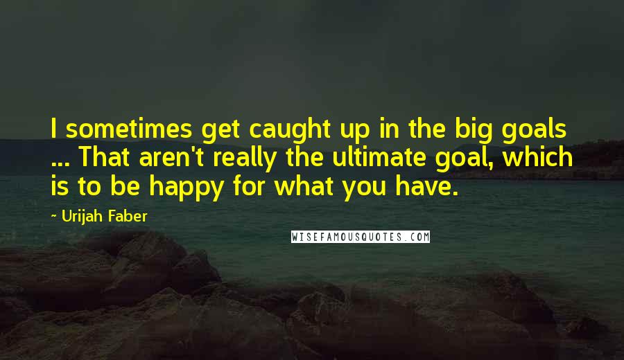 Urijah Faber Quotes: I sometimes get caught up in the big goals ... That aren't really the ultimate goal, which is to be happy for what you have.