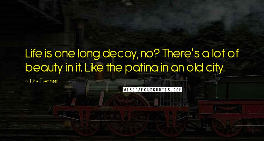 Urs Fischer Quotes: Life is one long decay, no? There's a lot of beauty in it. Like the patina in an old city.