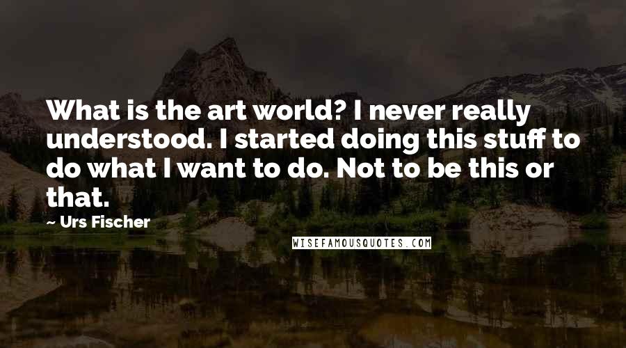 Urs Fischer Quotes: What is the art world? I never really understood. I started doing this stuff to do what I want to do. Not to be this or that.