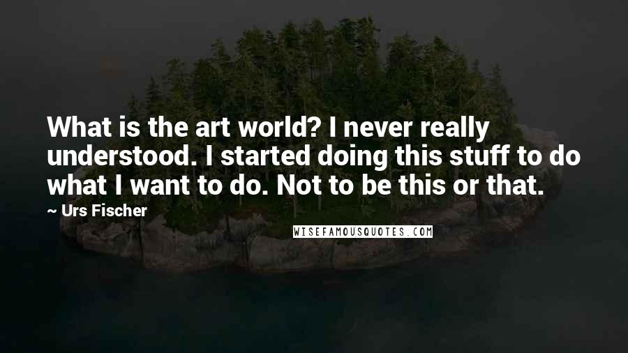 Urs Fischer Quotes: What is the art world? I never really understood. I started doing this stuff to do what I want to do. Not to be this or that.