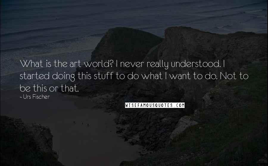 Urs Fischer Quotes: What is the art world? I never really understood. I started doing this stuff to do what I want to do. Not to be this or that.