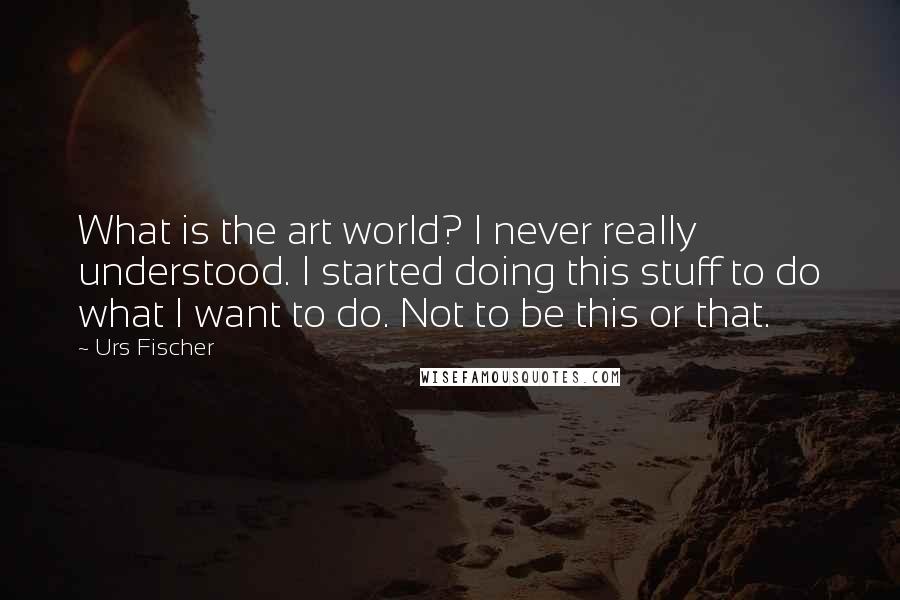 Urs Fischer Quotes: What is the art world? I never really understood. I started doing this stuff to do what I want to do. Not to be this or that.