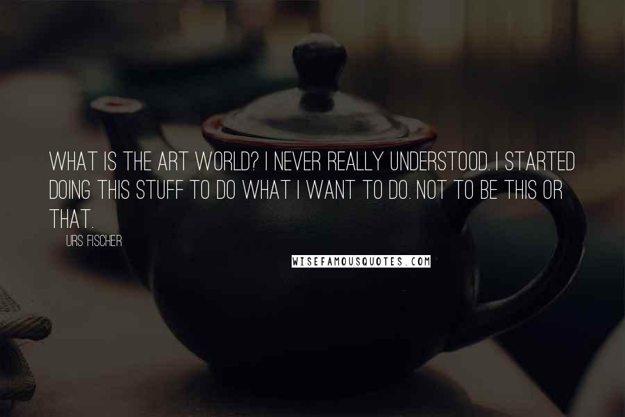 Urs Fischer Quotes: What is the art world? I never really understood. I started doing this stuff to do what I want to do. Not to be this or that.