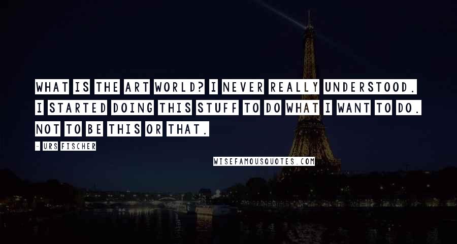 Urs Fischer Quotes: What is the art world? I never really understood. I started doing this stuff to do what I want to do. Not to be this or that.