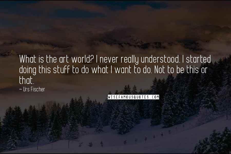 Urs Fischer Quotes: What is the art world? I never really understood. I started doing this stuff to do what I want to do. Not to be this or that.