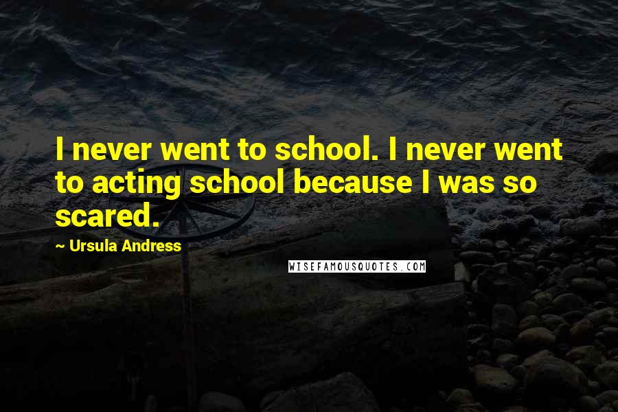 Ursula Andress Quotes: I never went to school. I never went to acting school because I was so scared.