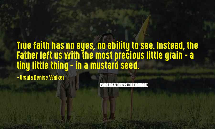 Ursula Denise Walker Quotes: True faith has no eyes, no ability to see. Instead, the Father left us with the most precious little grain - a tiny little thing - in a mustard seed.