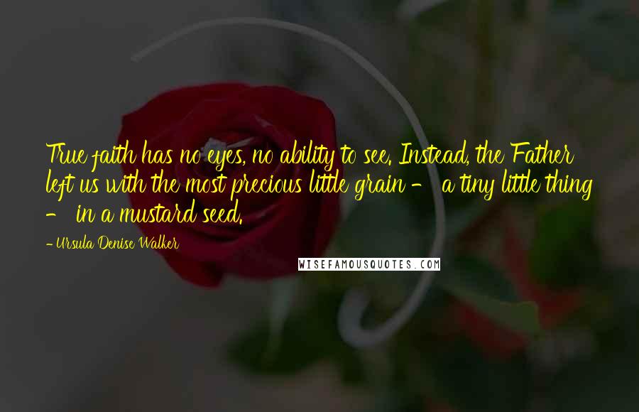 Ursula Denise Walker Quotes: True faith has no eyes, no ability to see. Instead, the Father left us with the most precious little grain - a tiny little thing - in a mustard seed.