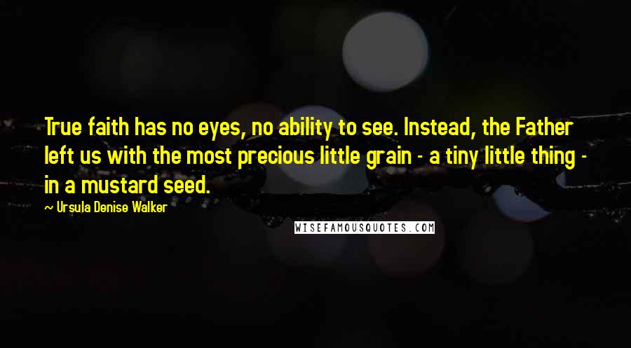 Ursula Denise Walker Quotes: True faith has no eyes, no ability to see. Instead, the Father left us with the most precious little grain - a tiny little thing - in a mustard seed.