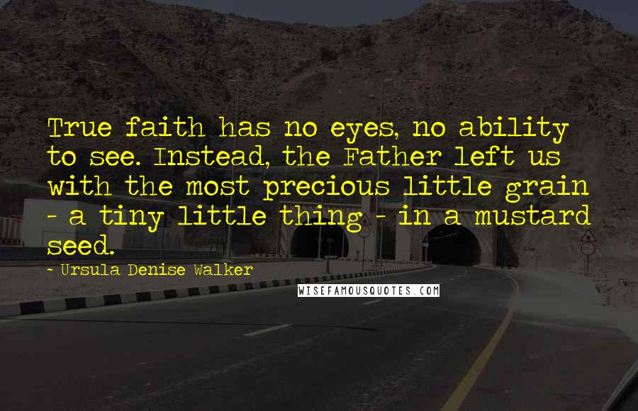 Ursula Denise Walker Quotes: True faith has no eyes, no ability to see. Instead, the Father left us with the most precious little grain - a tiny little thing - in a mustard seed.