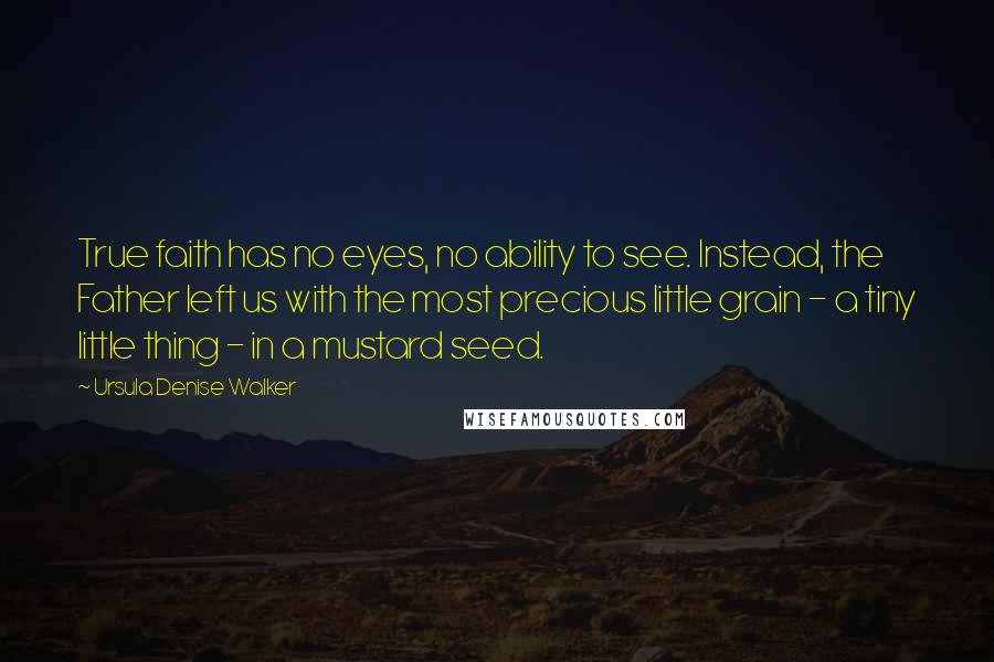 Ursula Denise Walker Quotes: True faith has no eyes, no ability to see. Instead, the Father left us with the most precious little grain - a tiny little thing - in a mustard seed.