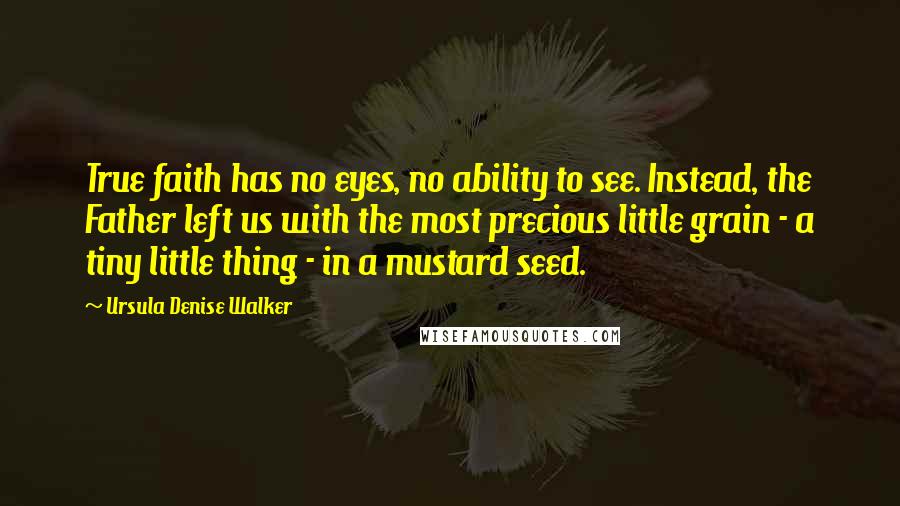 Ursula Denise Walker Quotes: True faith has no eyes, no ability to see. Instead, the Father left us with the most precious little grain - a tiny little thing - in a mustard seed.
