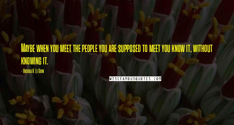 Ursula K. Le Guin Quotes: Maybe when you meet the people you are supposed to meet you know it, without knowing it.