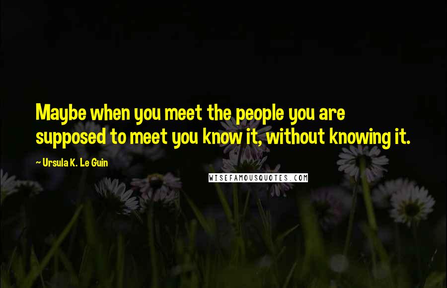 Ursula K. Le Guin Quotes: Maybe when you meet the people you are supposed to meet you know it, without knowing it.