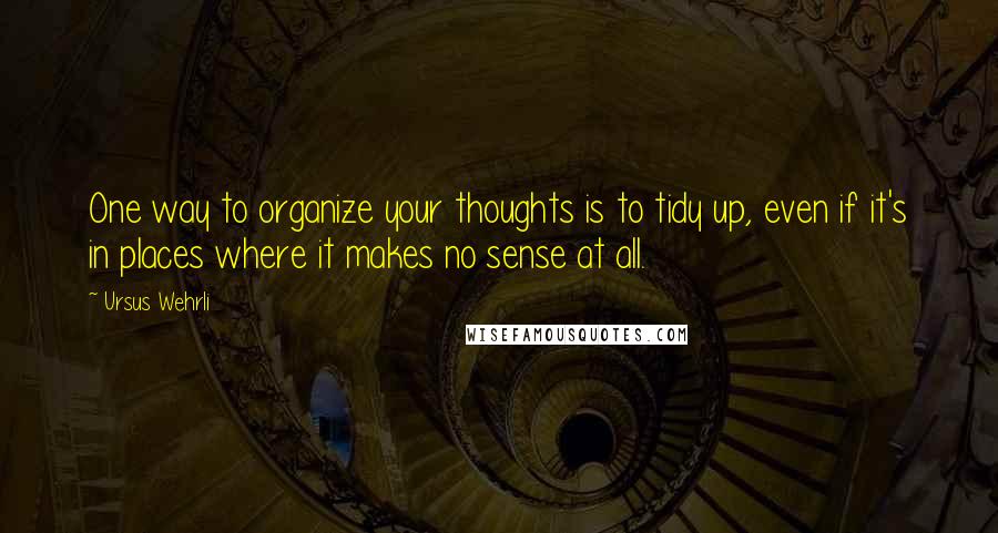 Ursus Wehrli Quotes: One way to organize your thoughts is to tidy up, even if it's in places where it makes no sense at all.