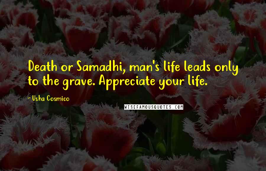 Usha Cosmico Quotes: Death or Samadhi, man's life leads only to the grave. Appreciate your life.