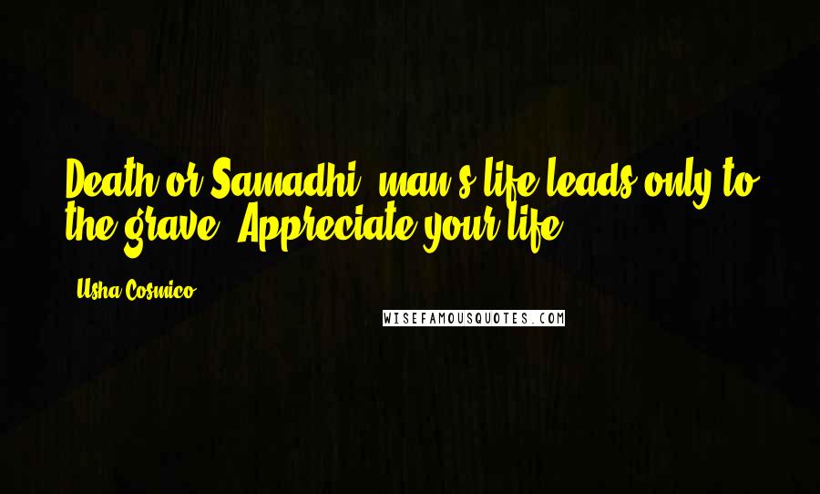 Usha Cosmico Quotes: Death or Samadhi, man's life leads only to the grave. Appreciate your life.