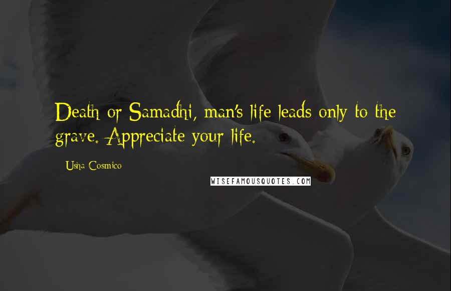 Usha Cosmico Quotes: Death or Samadhi, man's life leads only to the grave. Appreciate your life.