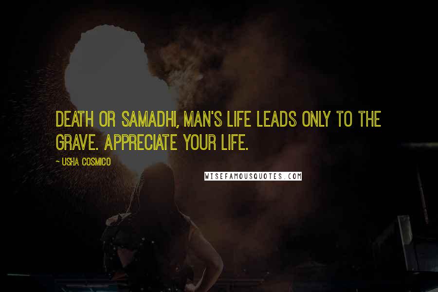 Usha Cosmico Quotes: Death or Samadhi, man's life leads only to the grave. Appreciate your life.