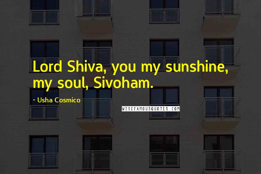 Usha Cosmico Quotes: Lord Shiva, you my sunshine, my soul, Sivoham.