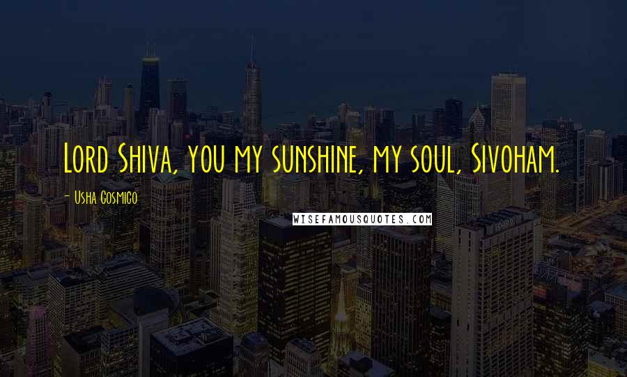 Usha Cosmico Quotes: Lord Shiva, you my sunshine, my soul, Sivoham.