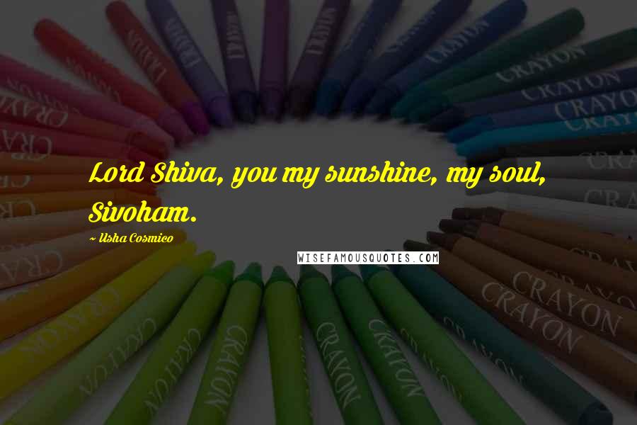 Usha Cosmico Quotes: Lord Shiva, you my sunshine, my soul, Sivoham.